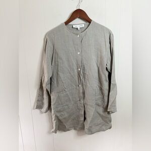 Sara Campbell made in USA 100% linen beige button front jacket size 4 lagenlook